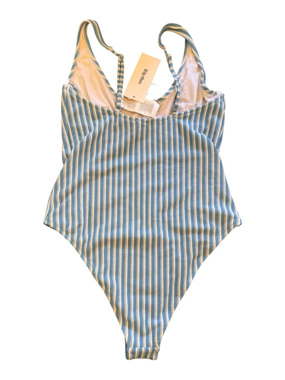 Rhythm. Palm Spring One Piece in blue and white stripes NWT